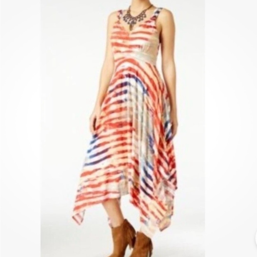 AMERICAN RAG CIE American Flag, Handkerchief hem dress, Size L, EUC